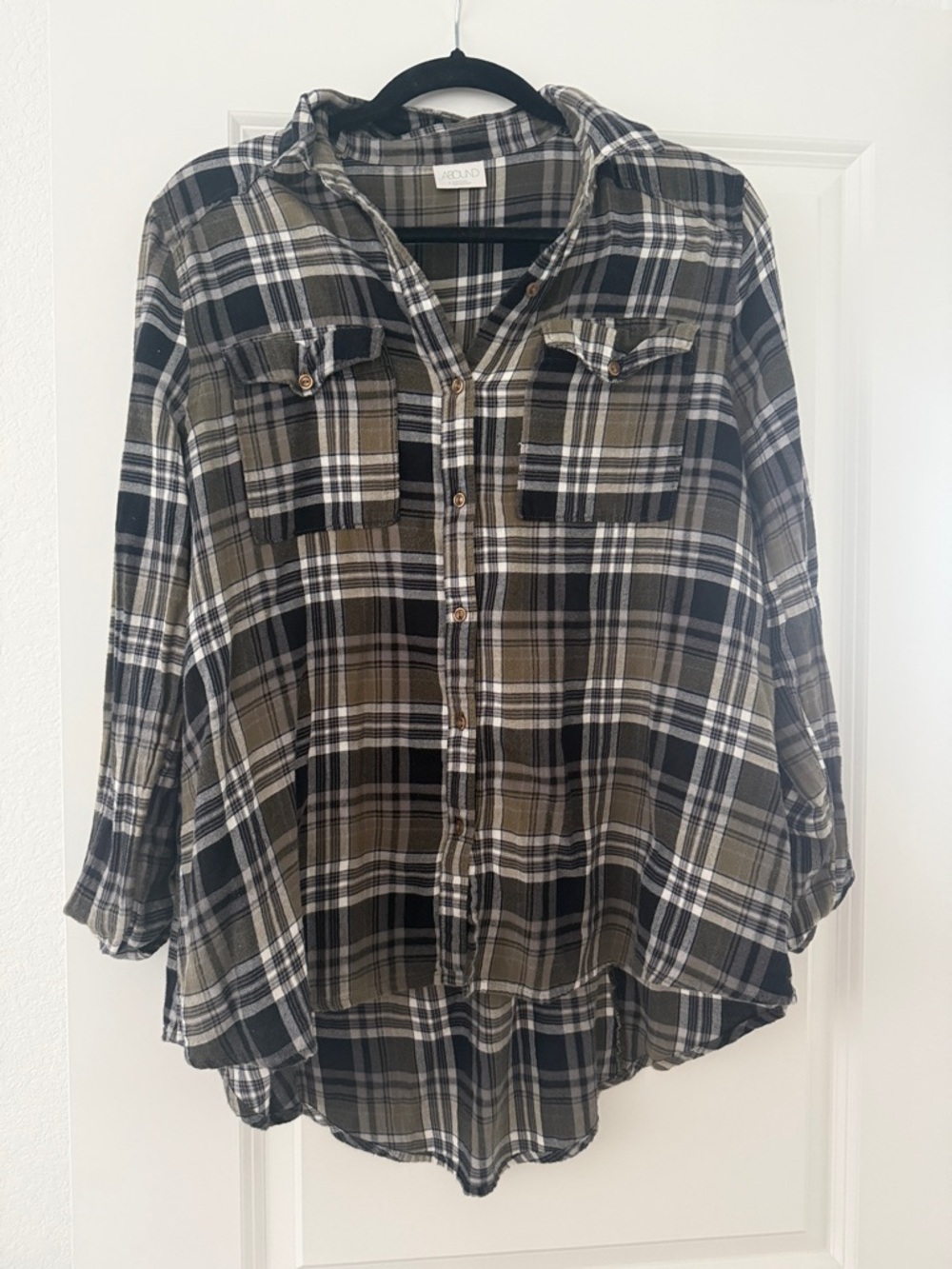 Rails Olive, Black & Cream Plaid Button Front Shirt